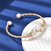 Brass Wire Wrapped Natural Baroque Pearl Cuff Bangles for Women BJEW-D453-02G-3