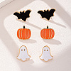 3 Pairs Halloween Alloy Enamel Stud Earrings FS-WGD9D4F-01-1