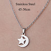 Non-Tarnish 201 Stainless Steel Moon with Star Pendant Necklace NJEW-OY001-31-3