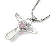 Cubic Zirconia Fairy with Heart Pendant Necklace with Box Chains NJEW-C004-01D-3