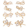 4 Pairs 2 Styles Brass Micro Pave Clear Cubic Zirconia Stud Earring Findings KK-TA0002-63-3