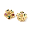 Brass Micro Pave Colorful Cubic Zirconia Bead Caps KK-V015-07G-01-1