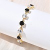 Round Brass & Cubic Zirconia & Glass Link Bracelets BJEW-D378-03G-3