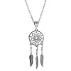 Bohemian Alloy Woven Web/Net with Feather Pendant Necklaces WGDF18F-01-2