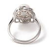 Flower Rhodium Plated 925 Sterling Silver Clear Cubic Zirconia Adjustable Rings RJEW-C110-02P-3