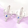 Brass Micro Pave Cubic Zirconia Dangle Hoop Earrings EJEW-G471-46P-1