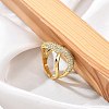 Rack Plating Cross Brass Micro Pave Clear Cubic Zirconia Adjustable Rings for Women RJEW-M028-121G-2