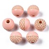 Painted Natural Wood Beads WOOD-S057-072P-1