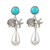 ABS Plastic Imitation Pearl & Alloy Dangle Stud Earrings EJEW-JE06300-01-2