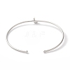 Rack Plating Brass Micro Pave Clear Cubic Zirconia Letter Open Cuff Bangles BJEW-A018-01P-J-3