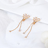 1 Pair Butterfly Brass Clear Cubic Zirconia Tassel Clip-on Earrings EJEW-LP0007-070-3