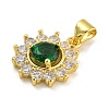 Flower Rack Plating Brass Micro Pave Cubic Zirconia Pendants KK-G513-92G-04-2