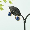 Natural Lapis Lazuli Round Beads Stud Earrings for Girl Women EJEW-JE04666-01-3