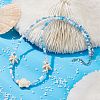 Synthetic Turquoise Starfish & Turtle & Seed Beaded Necklace for Women NJEW-JN04482-02-3