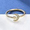 Adjustable Brass Micro Pave Clear Cubic Zirconia Cuff Rings ZIRC-Z002-09G-1