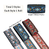 WADORN® 5.46M 3 Styles Ethnic Style Embroidery Polyester Ribbons SRIB-WR0001-03-2