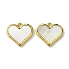 Ion Plating(IP) 304 Stainless Steel Pave Shell Heart Charms FIND-Z028-22G-1