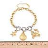 Duo Tone Ocean 304 Stainless Steel Shell Shape Crab Charm Bracelets for Women SA-CBA717A-07G-3