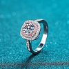 Rhodium Plated 925 Sterling Silver Micro Pave 6.5mm Cubic Zirconia Finger Rings for Women WGCD3AD-06-2