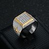 304 Stainless Steel Micro Pave Cubic Zirconia Finger Rings for Men FS-WG6EF44-10-1
