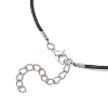 Alloy with Black Glass Rabbit Pendant Waxed Cord Necklaces for Women NJEW-JN05540-5