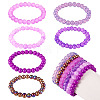 6Pcs 6 Styles 8mm Glass Round Beaded Stretch Bracelet Sets BJEW-TAC0022-1