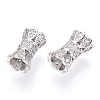 Rhodium Plated 925 Sterling Silver Micro Pave Clear Cubic Zirconia Beads STER-T007-16P-2