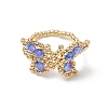 Glass Seed Beaded Butterfly Stretch Ring for Women RJEW-MZ00004-3
