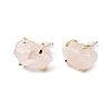 Raw Rough Natural Rose Quartz Stud Earrings EJEW-R148-01LG-02-4