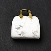 Natural Howlite Brass Pendants KK-E274-01G-24-3