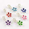 Silver Color Plated Flower Metal Alloy Enamel European Dangle Charms ENAM-Q421-28-1