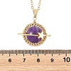 Natural Amethyst Copper Wire Wrapped Planet Pendant Brass Cable Chain Necklaces for Women NJEW-TA00260-02-4
