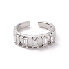 Clear Cubic Zirconia Rectangle Open Cuff Ring RJEW-H127-01P-2