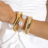 Oval Alloy & Iron & CCB Plastic & Plastic Pearl Bangles Set FS-WGB93A7-19-1