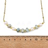 Rondelle Natural Larimar & Natural Cultured Freshwater Pearl Beaded Necklaces with 304 Stainless Steel Satellite Chains NJEW-JN06641-4