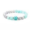 Natural Mixed Stone & Synthetic Howlite Round Beads Stretch Bracelet BJEW-JB06919-2