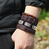 1Pc Cowhide & Imitation Leather Cord Knitted Multi-strand Bracelets AJEW-GF0011-50F-6