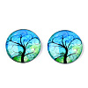 Half Round/Dome Tree Pattern Glass Flatback Cabochons for DIY Projects GGLA-Q037-25mm-M28-03-3