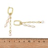 Brass & Natural Pearl Hoop Dangle Earrings EJEW-JE07390-5