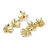 Triple Flower Brass Stud Earrings EJEW-K257-05G-3