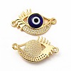 Rack Plating Real 18K Gold Plated Brass Micro Pave Clear Cubic Zirconia Connector Charms ZIRC-L102-08G-01-2