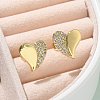 Brass Micro Pave Clear Cubic Zirconia Stud Earrings for Women EJEW-U034-02G-01-1