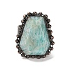 Natural Amazonite Open Cuff Ring RJEW-M166-03R-A-2