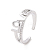 Clear Cubic Zirconia Word Love Open Cuff Ring RJEW-E072-18P-1