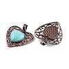 Synthetic Turquoise Peach Love Heart Pendants G-G158-01-04-2