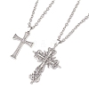 2Pcs 2 Styles Alloy Cross Pendant Necklaces NJEW-JN05116-1