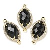 Natural Obsidian Faceted Horse Eye Connector Charms G-G181-07G-08-1