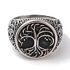 304 Stainless Steel Round with Tree of Life Signet Rings for Men RJEW-U005-20A-02-2