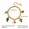 Summer Beach 304 Stainless Steel Green Enamel Charm Bracelets for Women SE9487-7-1