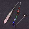 Natural Rose Quartz & Mixed Gemstone Bullet Pointed Dowsing Pendulums CHAK-PW0001-051C-1